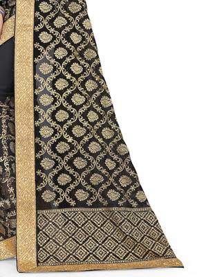 Black  embroidered georgette saree with blouse 4