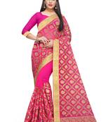 Pink embroidered georgette saree with blouse