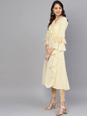 Beige printed crepe ethnic-kurtis 2