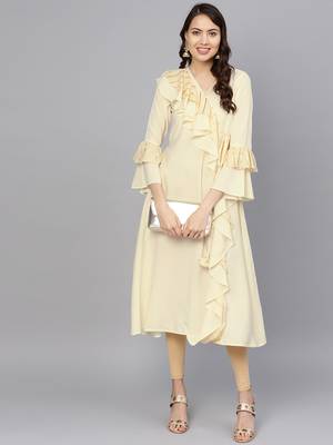Beige printed crepe ethnic-kurtis 5