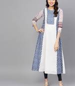 White printed cotton ethnic-kurtis