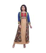 Beige embroidered Long Kurta For Women