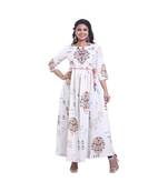 Cream Embellished Long Anarkali For Women