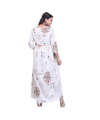 Cream Embellished Long Anarkali For Women 4