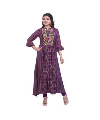 Purple Printed Maxi Dress For Women 1