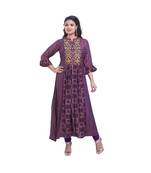 Purple Printed Maxi Dress For Women