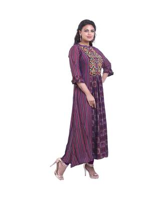 Purple Printed Maxi Dress For Women 2