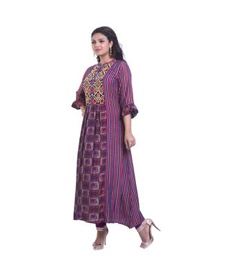 Purple Printed Maxi Dress For Women 3