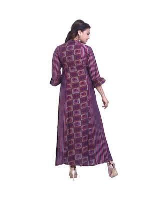 Purple Printed Maxi Dress For Women 4