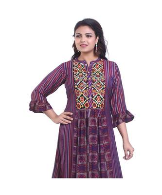 Purple Printed Maxi Dress For Women 5