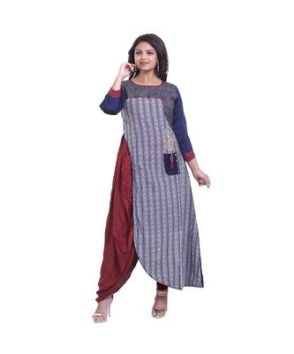 Blue embroidered Layered Kurta For Women 1