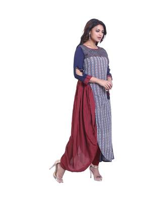 Blue embroidered Layered Kurta For Women 2