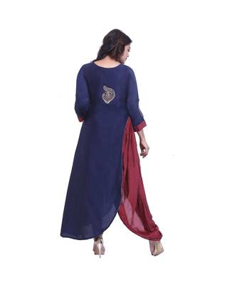 Blue embroidered Layered Kurta For Women 4