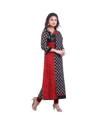 Brown & Red Long Kurta For Women 2