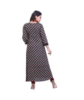 Brown & Red Long Kurta For Women 4