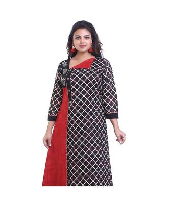Brown & Red Long Kurta For Women 5