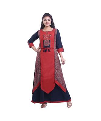 Designer Black  with Brown embroidered Layered Kurta For Women 1
