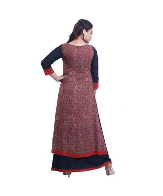 Designer Black  with Brown embroidered Layered Kurta For Women 4