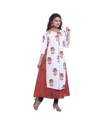 Brown & white Embellish Designer Kurta For Women 2