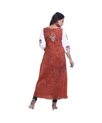 Brown & white Embellish Designer Kurta For Women 4
