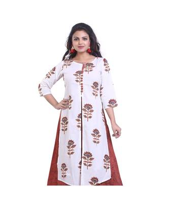 Brown & white Embellish Designer Kurta For Women 5