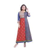 Cream Printed Designer A-line Kurta For Women