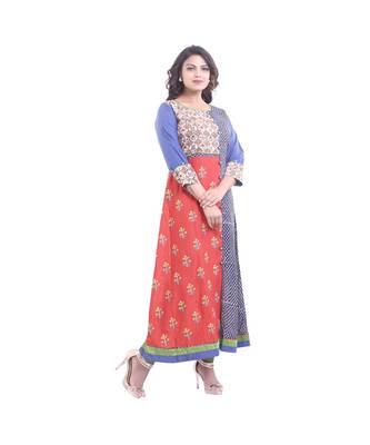 Cream Printed Designer A-line Kurta For Women 2