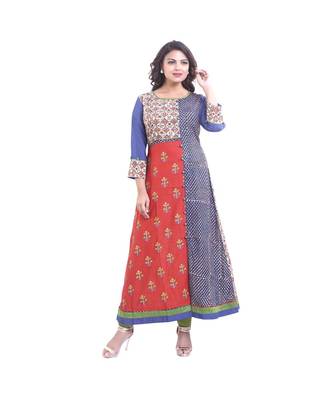 Cream Printed Designer A-line Kurta For Women 5