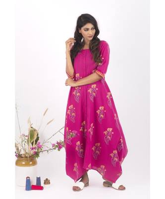 Pink Cotton Helene Hand Block print Dress 5 1