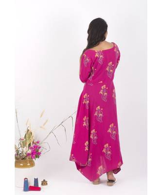 Pink Cotton Helene Hand Block print Dress 5 3