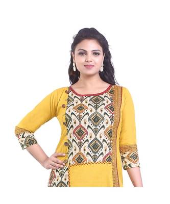 Designer Yellow & Maroon  Printed Kurta with Skirt For Women 5
