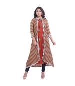 Designer orange jacket style Kurta For Women