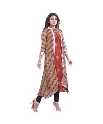 Designer orange jacket style Kurta For Women 2