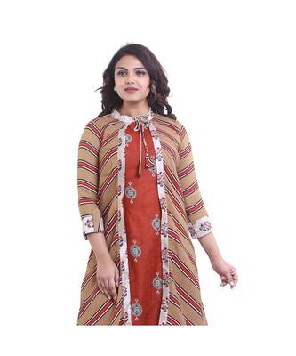 Designer orange jacket style Kurta For Women 5