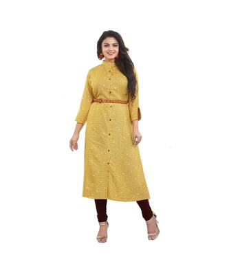 Designer Mustard Maxi Dress with Belt For Women 1