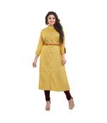 Designer Mustard Maxi Dress with Belt For Women
