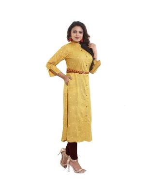 Designer Mustard Maxi Dress with Belt For Women 2
