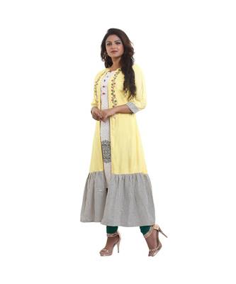 DesignerCream Printed Kurta with Attached Jacket  For Women 3