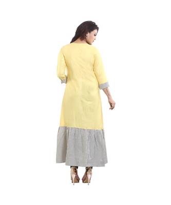 DesignerCream Printed Kurta with Attached Jacket  For Women 4