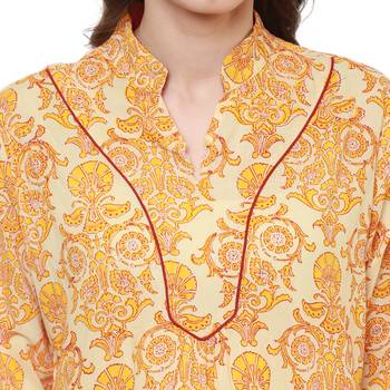 Yellow Printed Cotton Tunics 5