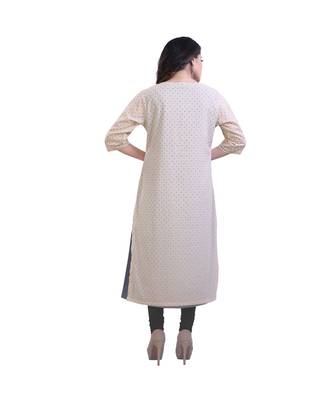 Cream kurta with attached jacket For Women 3
