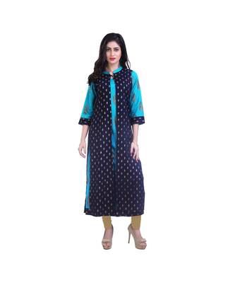 Turquoise kurta with jacket For Women 1