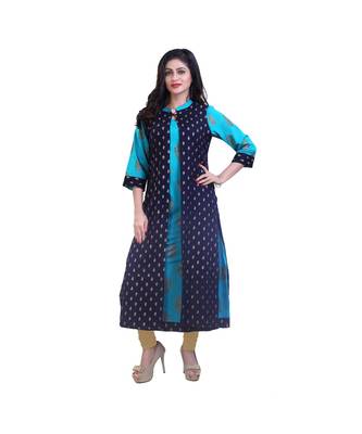 Turquoise kurta with jacket For Women 3