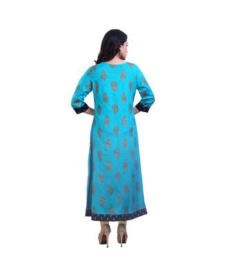 Turquoise kurta with jacket For Women 4