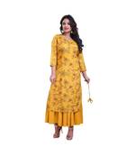 Mustard Attached Kurta With Jacket For Women