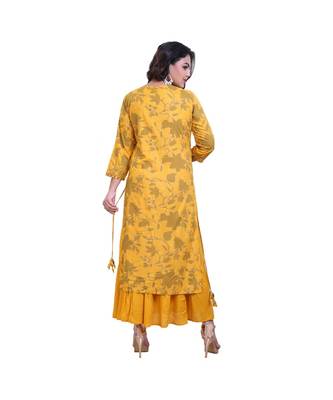 Mustard Attached Kurta With Jacket For Women 4