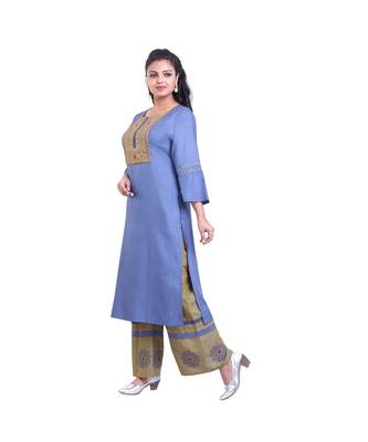 embroidered Kurta with Printed Palazzo  For Women 3