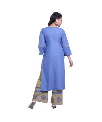 embroidered Kurta with Printed Palazzo  For Women 4
