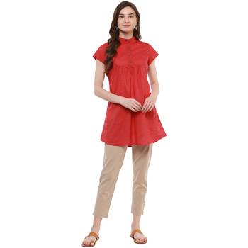 Red Printed Cotton Tunics 1