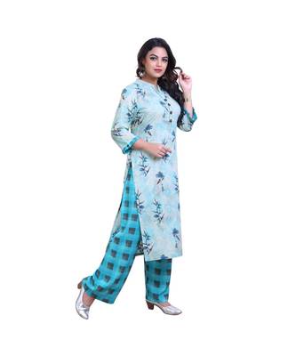 Floral print kura with Palazzo For Women 2